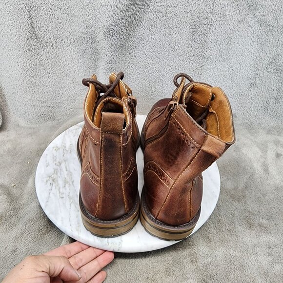 Steve Madden Shoes Mens Size 9 Brown Leather Wing Tip Lace Up Boots *GUC* main image 6